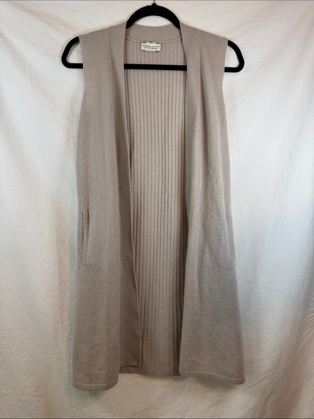 Sleeveless Open-Front Knit Vest - Taupe